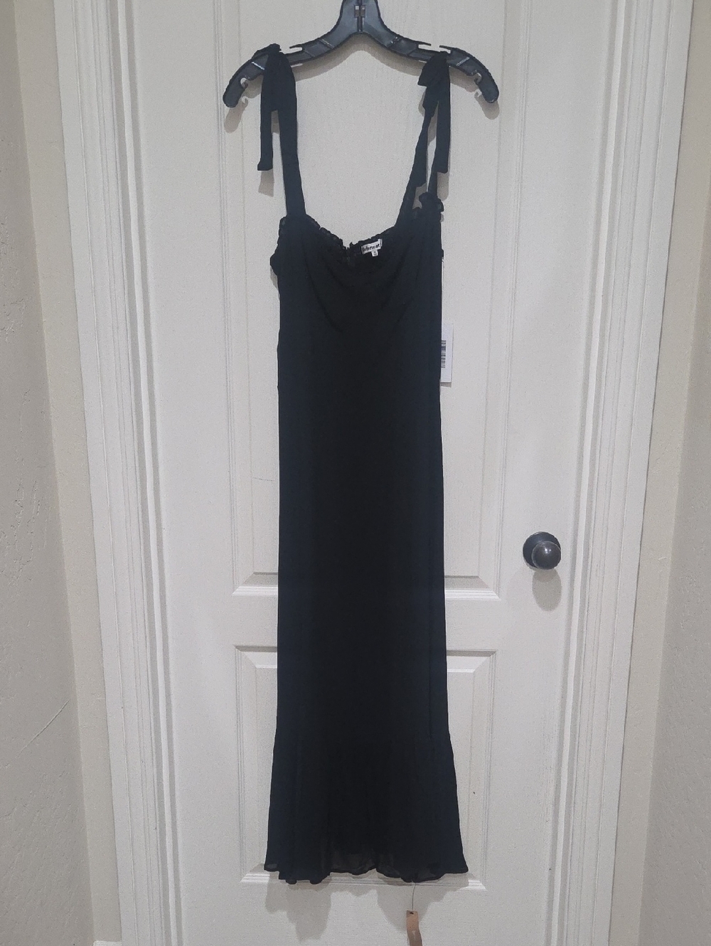 Reformation Black Tie-Shoulder Nikita Maxi Dress-Size 12 NWT